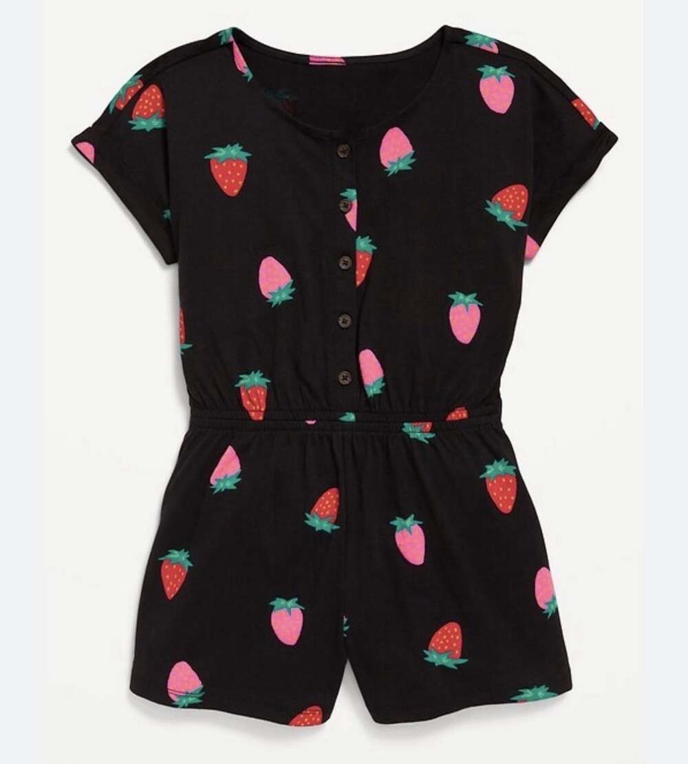 Girl's Old Navy Black Romper w/ Strawberries Size XL 14-16 NWT  COTTAGE  Whimsy
